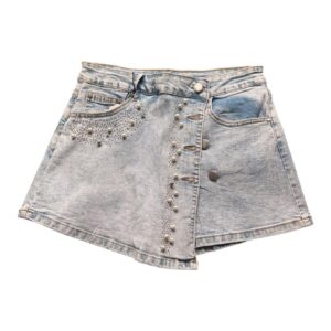 Falda Short Denim con Perlas