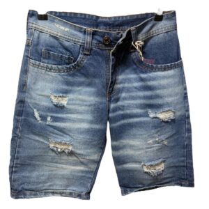 Bermuda Jeans Desgastado Azul Oscuro